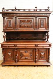 Solid walnut Henri II cabinet 19th century