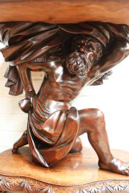 Walnut figural renaisance pedestal/center table 19th century