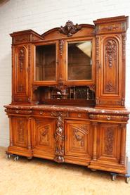 The best walnut monumental figural cabinet 19th century