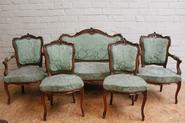 5pc walnut Louis Xv sofa set 19th century