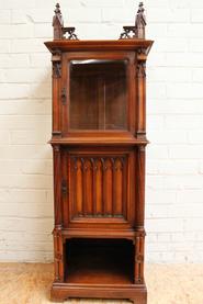 Little walnut gothic display cabinet 19th century