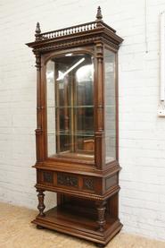 Monumental walnut Henri II display cabinet 19th century