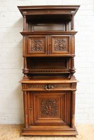 Narrow walnut Henri II cabinet 19th century