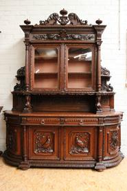 monumental oak hunt bombay cabinet 19th century