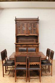 10 Pc. Walnut Gothic dinning set 19th century