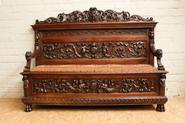 walnut figural renaissance hall bench 19th century