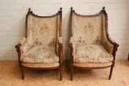 Pair of walnut Louis XVI bergères 19th century (used upholstry)