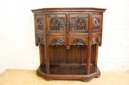 Walnut gothic credenza Signed 19th century