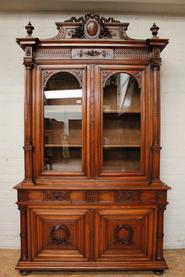 Walnut Henri II - Louis XVI bookcase 19th century