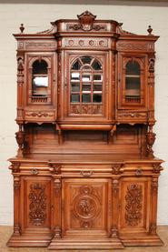 Walnut 6 doors Henri II cabinet 19th century