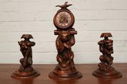 3 pc.Black Forest clock set 19th century