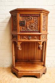 Walnut renaissance credenza with red marble top signed by BELLANGER PARIS  19th century