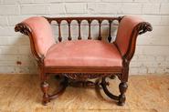 Walnut Henri II bench 19th century