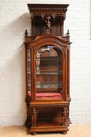 Special Walnut Figural Henri II display cabinet 19th century