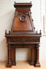 Oak Gothic fire mantle 19th century