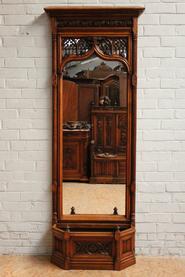 Exceptional walnut gothic planter with mirror 19th century