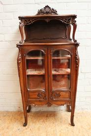 Little walnut Louis XV display cabinet 19th century