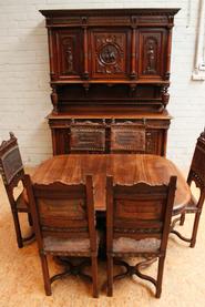 8 Pc. Walnut Henri II dining room 19th century