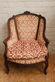 Single Louis XVI walnut bergere 19th century