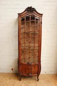 Walnut Louis XV bombe display cabinet 19th century