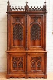 Walnut gothic cabinet,19th century