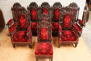 Exceptional 7pc oak hunt sofa set 19th century