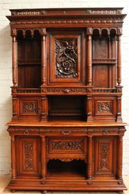 Monumental walnut Henri II cabinet 19th C.