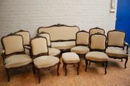 10pc walnut Louis XV sofa set 19th century.