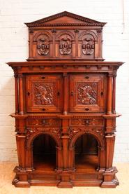 Monumental walnut renaissance credenza circa 1850