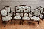 7pc walnut Louis XVI sofa set 19th century.