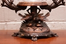 Black forest style Fruit bowl in walnut and glass, France 19th century