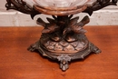 Black forest style Fruit bowl in walnut and glass, France 19th century