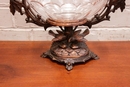 Black forest style Fruit bowl in walnut and glass, France 19th century