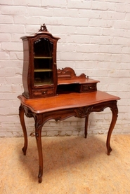 Bombe mahogany lady's desk display cabinet