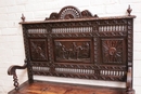 Breton style Hall bench in chestnut, France 1900