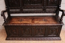 Breton style Hall bench in chestnut, France 1900