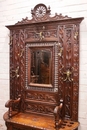 Breton style Hall bench/hall tree in chestnut, France 19th century