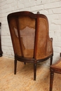 Louis XVI style long chair in Walnut, France 19th century