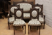 exceptional 5 pc Louis XVI sofa set in walnut