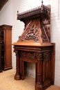 Gothic style Fire mantle in Walnut, France 19th century