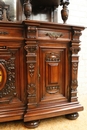 Renaissance style Cabinet in walnut & porecelain, France 19th century