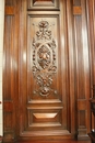 Renaissance style Cabinet in walnut & porecelain, France 19th century