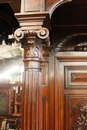 Renaissance style Cabinet in walnut & porecelain, France 19th century