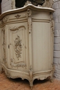 Louis XV style Cabinet and mirror in paint wood, France 19th century