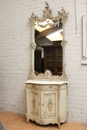 Louis XV style Cabinet and mirror in paint wood, France 19th century