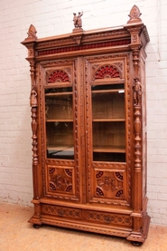 Exceptional quality Breton bookcase in walnut