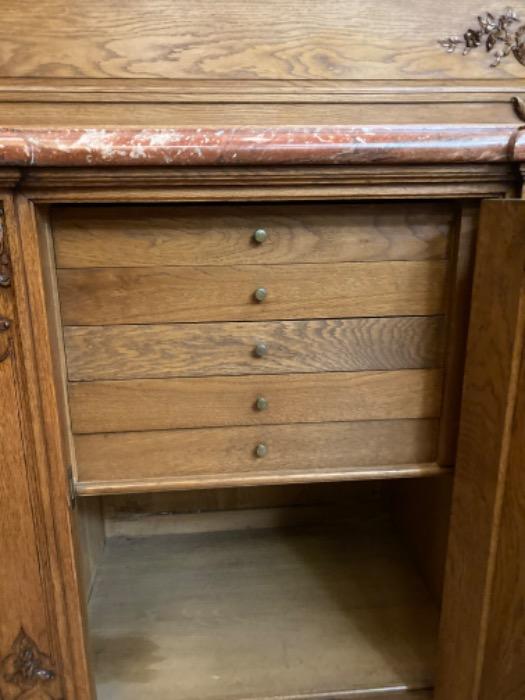 Exceptional regency style cabinet with red marble