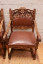 Renaissance style Table and chairs in Walnut, France 19th century