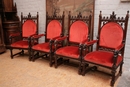 Gothic style Arm chairs in Walnut, France 19th century