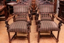 Renaissance style Arm chairs in Walnut, France 19th century